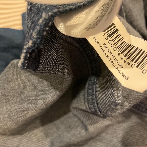 BCBGENERATION Wrap Ruffle Chambray Front Tie Blue Denim Skirt - Size Large - Picture 5 of 5